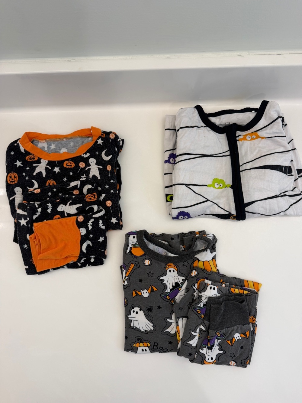 Halloween Baby Pajama Bundle - Black, Orange, Gray, White